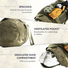 Tripole Blaze Duffel Bag Green Melange & Green Jaquard Infographics - Gym Sports Travelling 35 litres