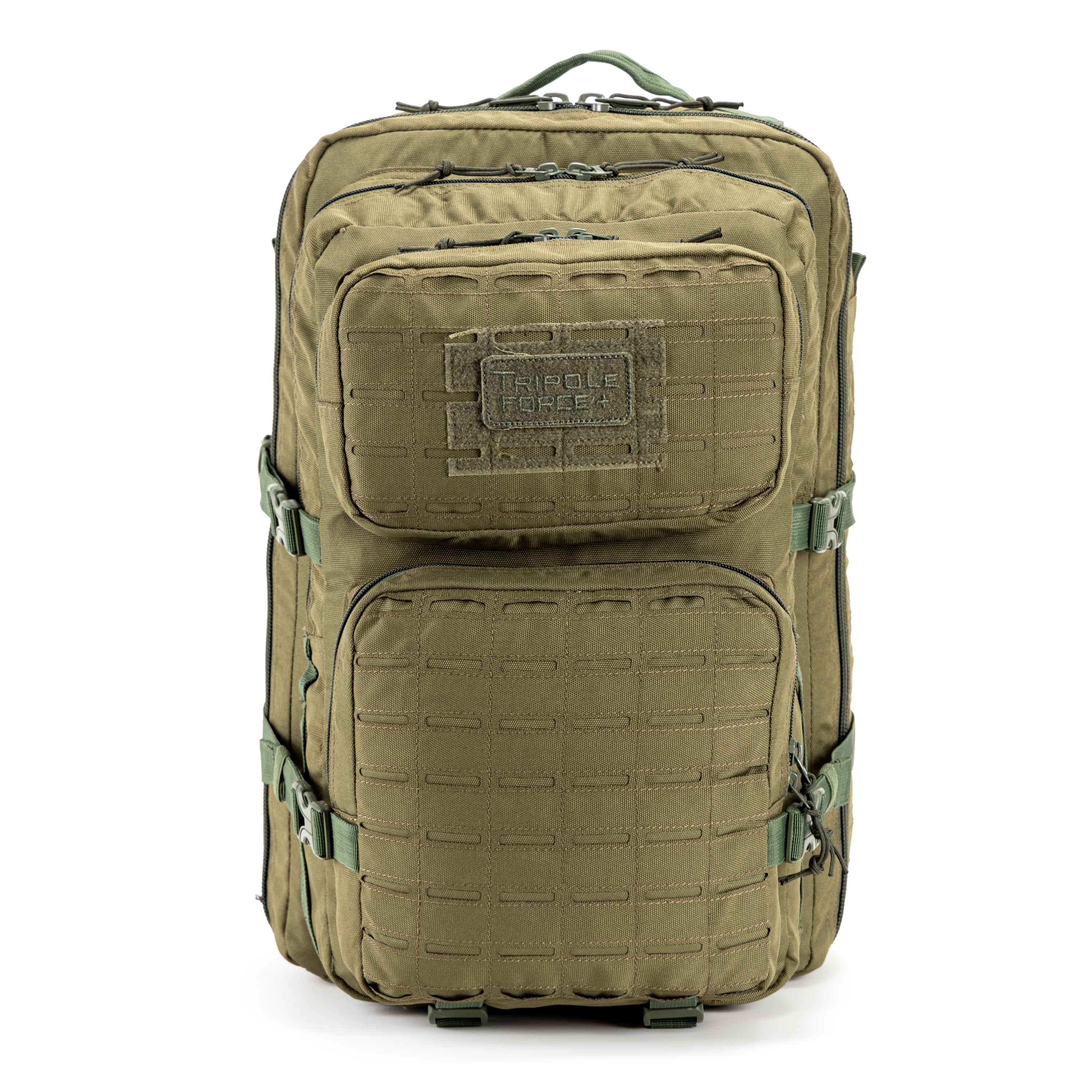 Tripole Force Plus Tactical Army Backpack Olive Green Front 50 Litre Travelling Trekking Hiking MOLLE