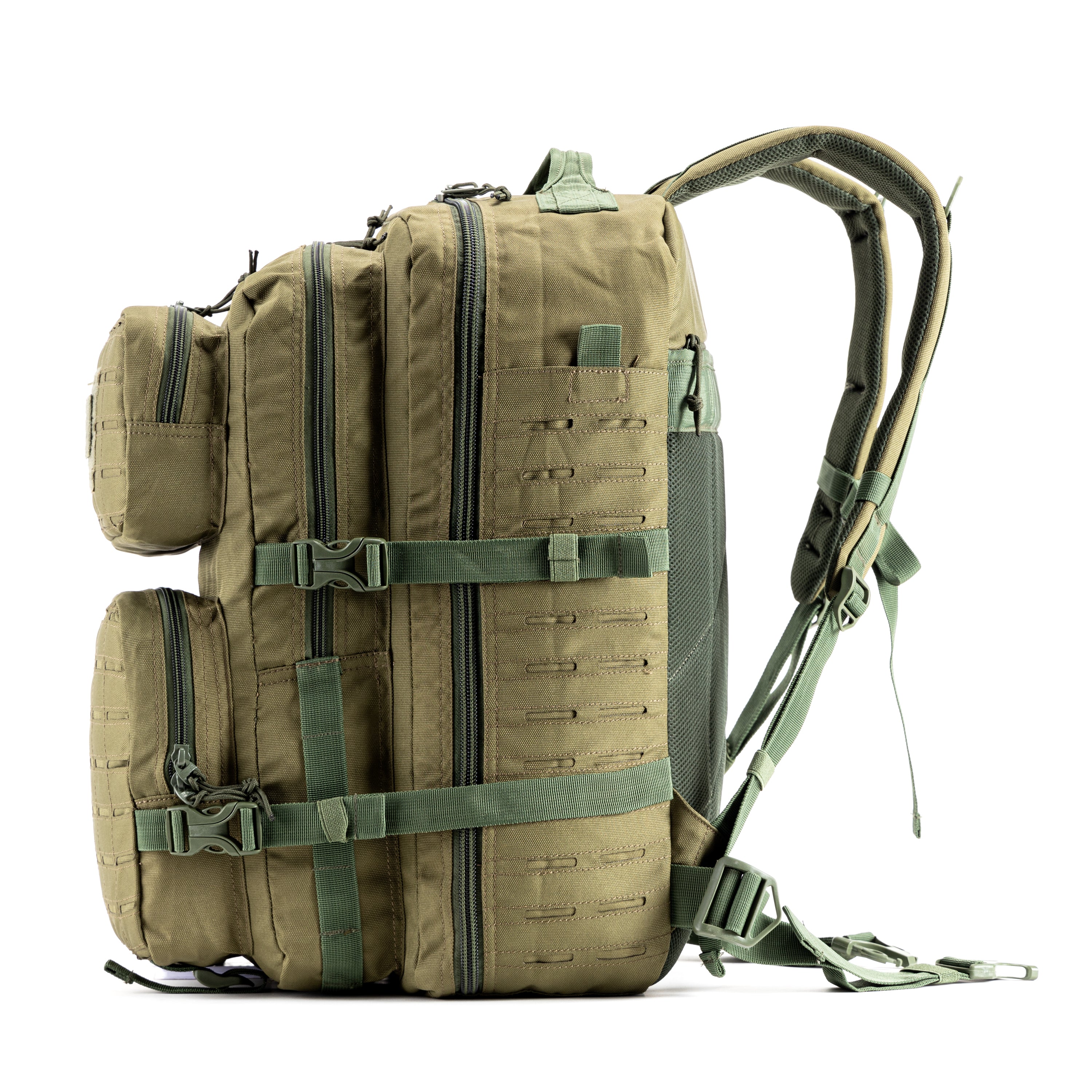 Tripole Force Plus Tactical Army Backpack Olive Green Side 50 Litre Travelling Trekking Hiking MOLLE