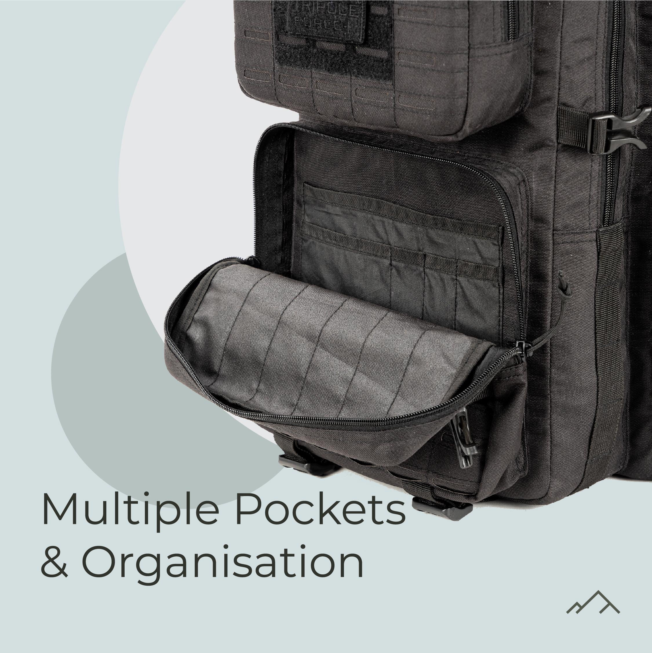 all-groups Tripole Force Plus Tactical Army Backpack Pockets Infographics 50 Litre Travelling Trekking Hiking MOLLE