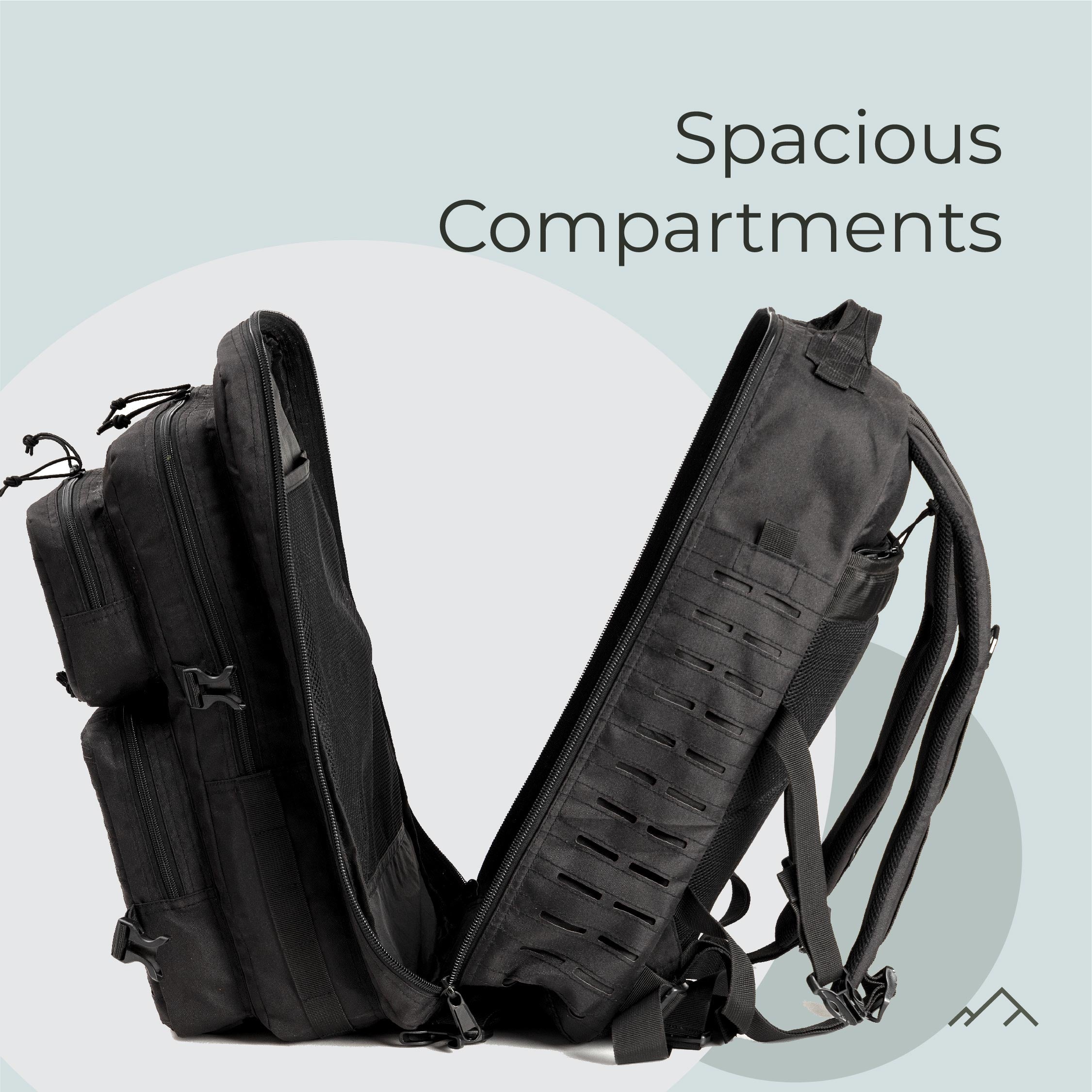 all-groups Tripole Force Plus Tactical Army Backpack Side Infographics 50 Litre Travelling Trekking Hiking MOLLE