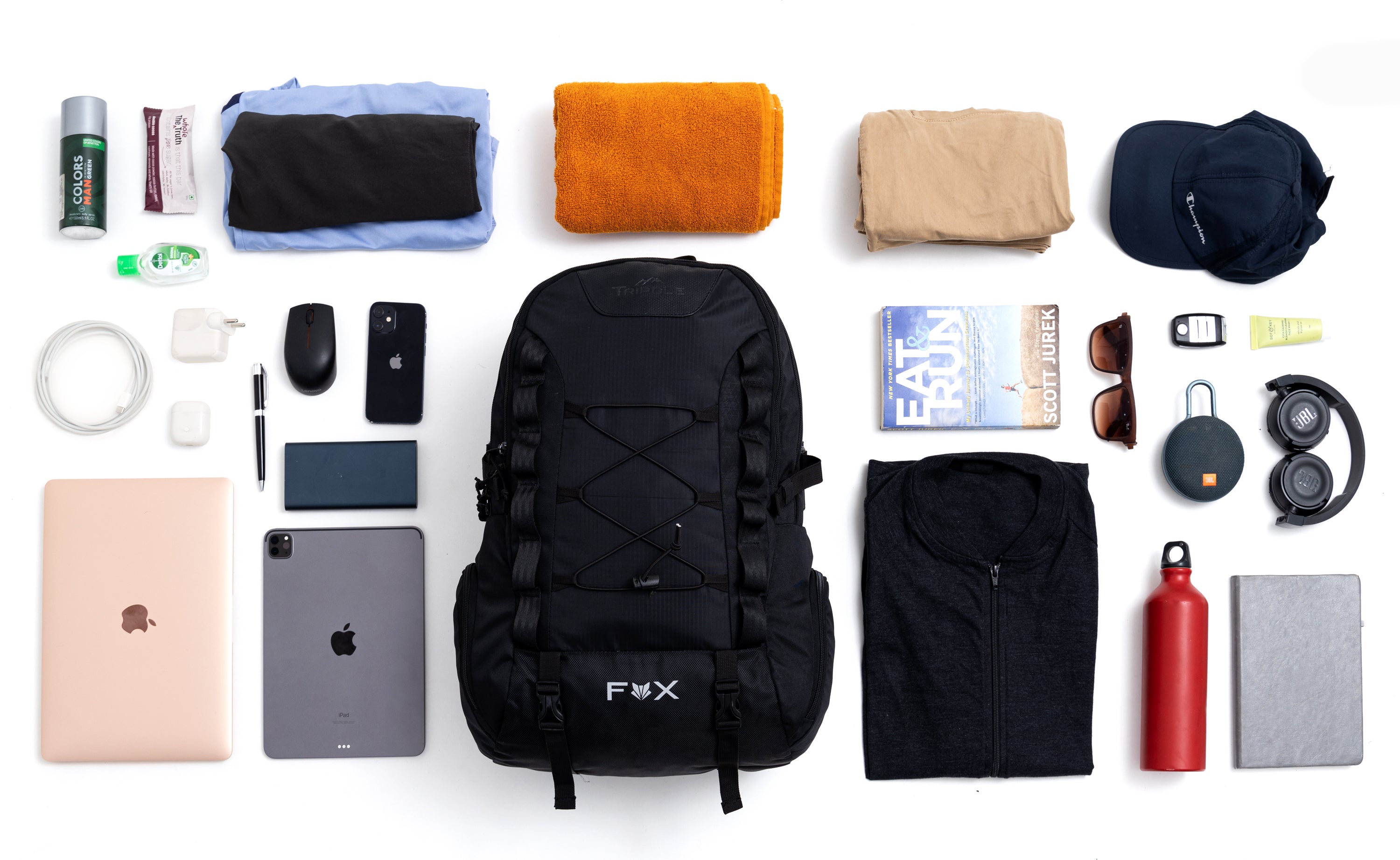 Tripole Fox Internal Frame Laptop Backpack Black Styled Hiking Travelling 