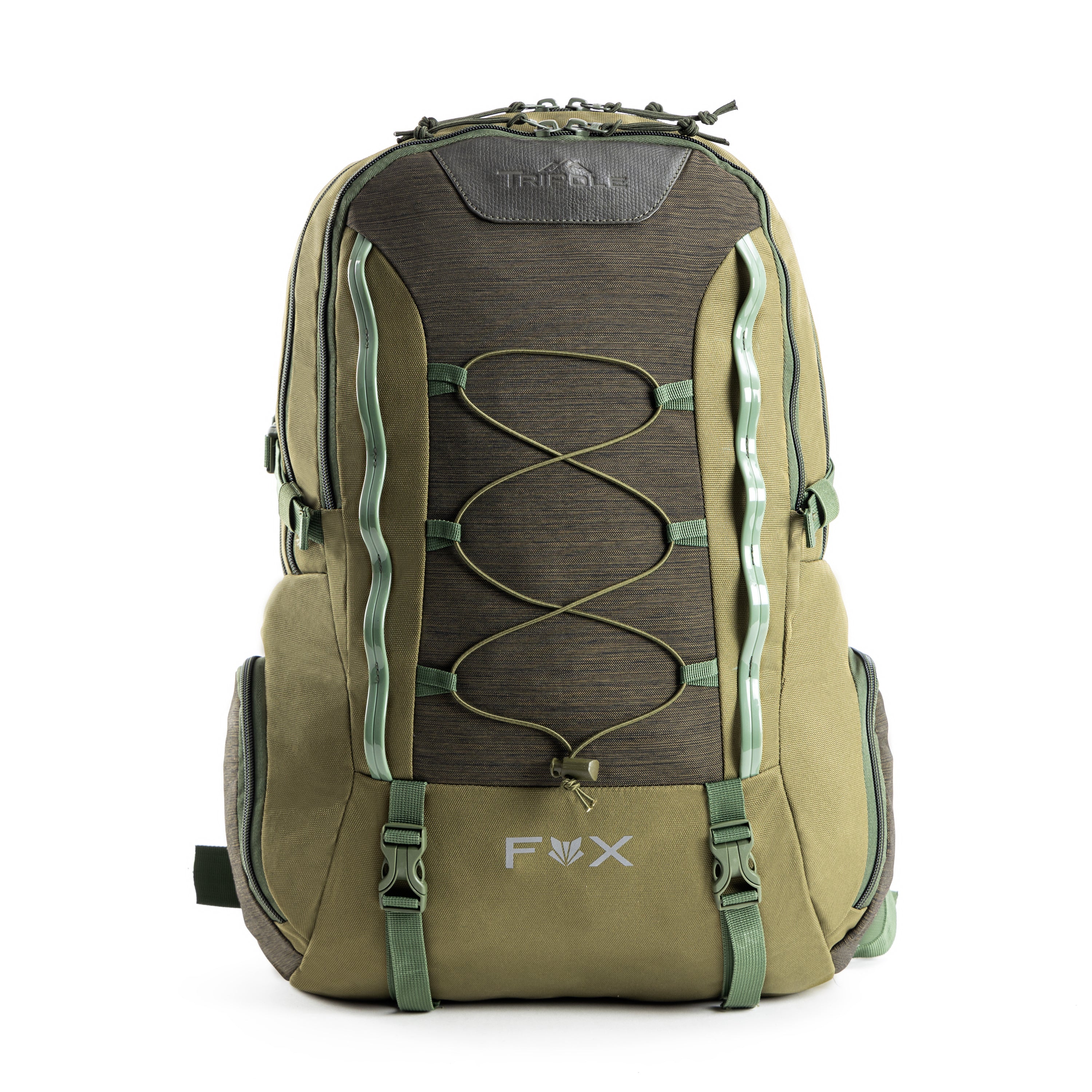 Tripole Fox Internal Frame Laptop Backpack Olive Green Front Hiking Travelling 