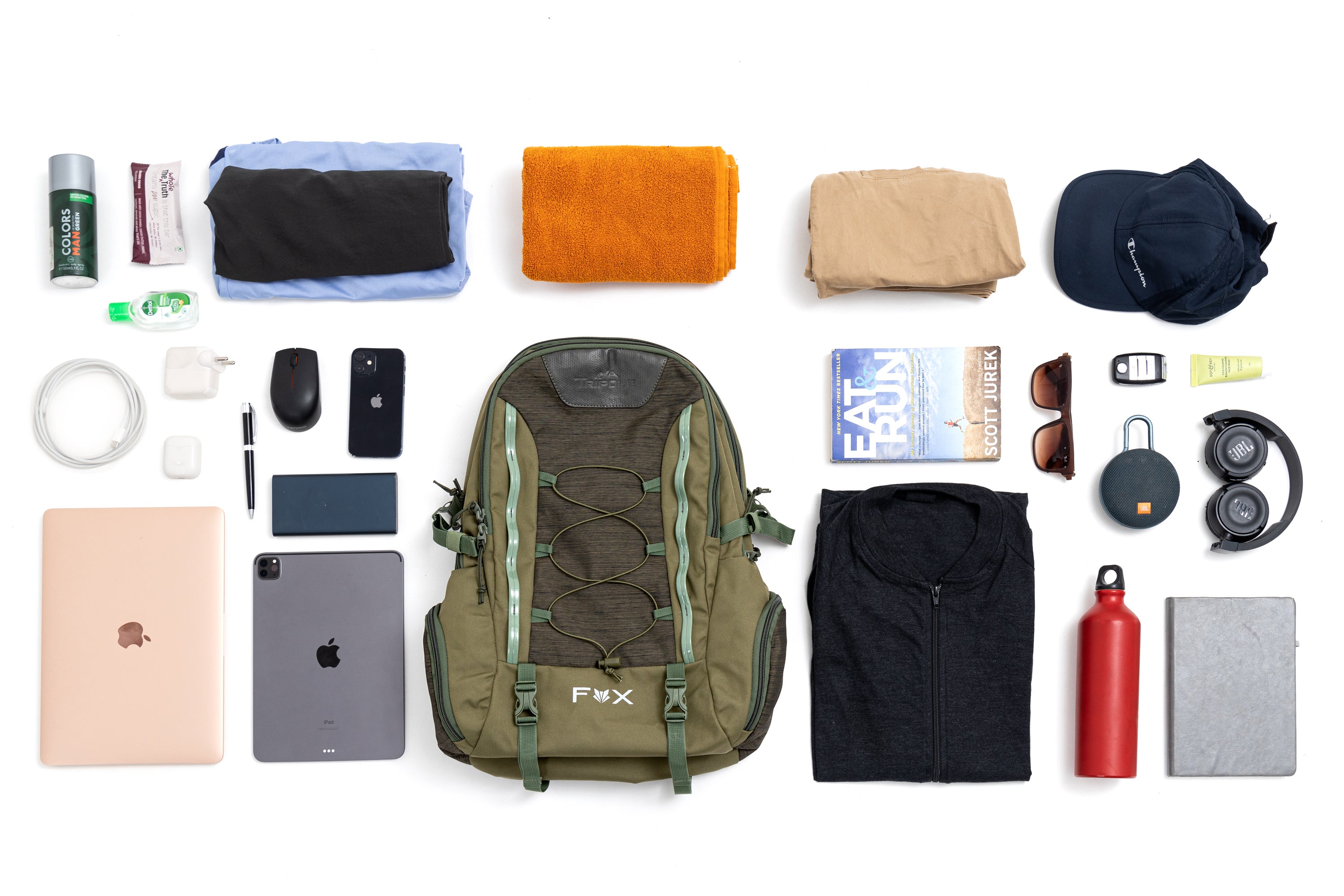 Tripole Fox Internal Frame Laptop Backpack Olive Green Styled Hiking Travelling 