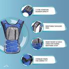 Tripole Hydration Backpack Blue Infographics 2 litres Cycling Trail Running Hiking Trekking