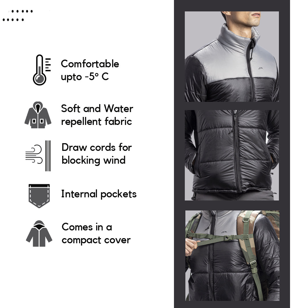 Tripole Winter Snow Jacket Minus 5 Degree Black Infographics Trekking Hiking