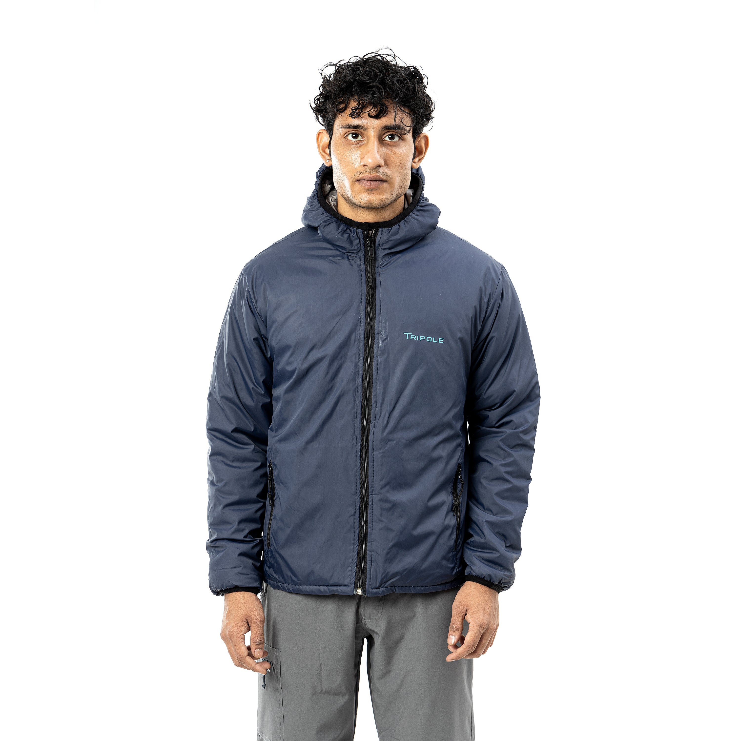 Tripole Mens Jacket 5°C Navy Blue Front - Winter Comfort Trekking Daily Use
