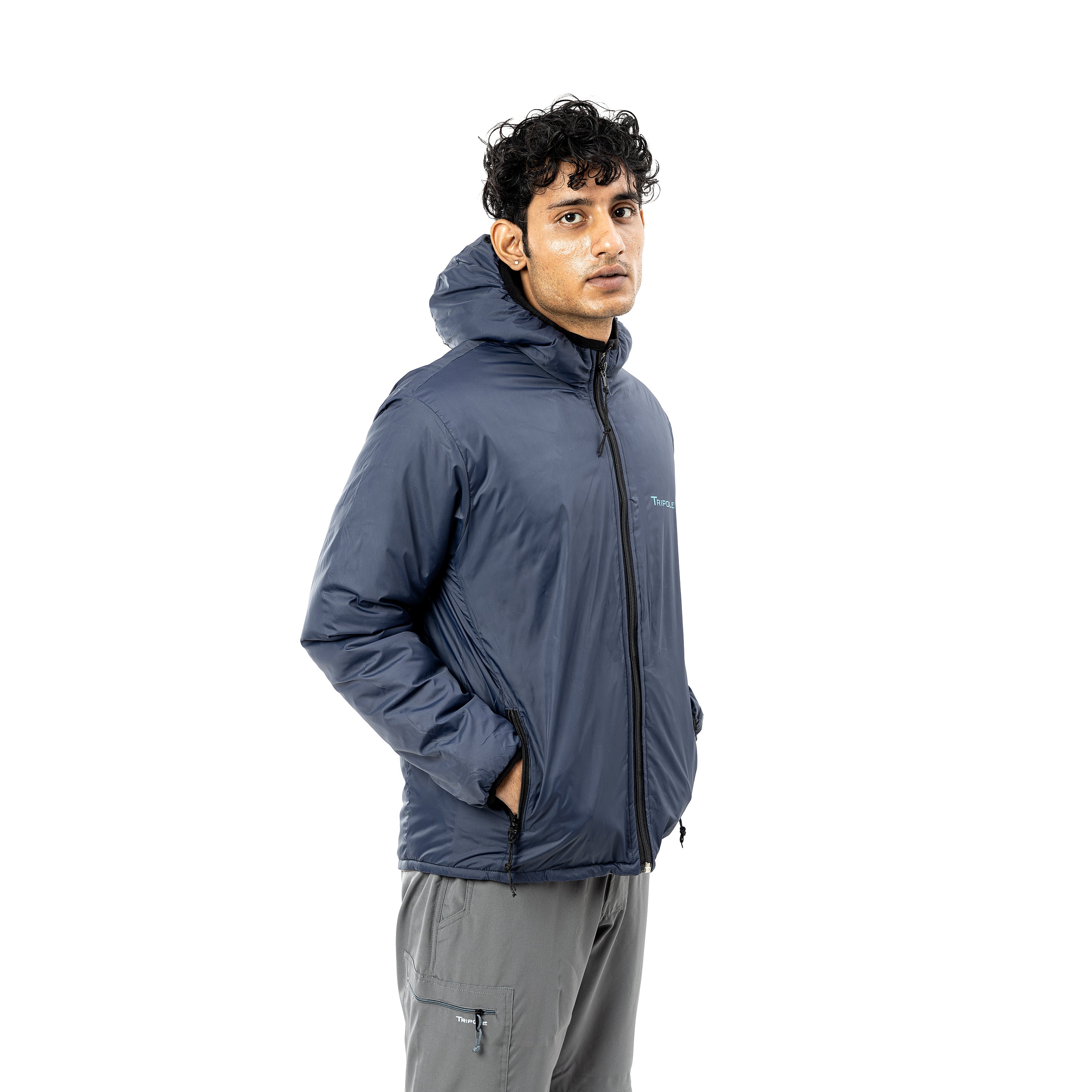 Tripole Mens Jacket 5°C Navy Blue Side - Winter Comfort Trekking Daily Use