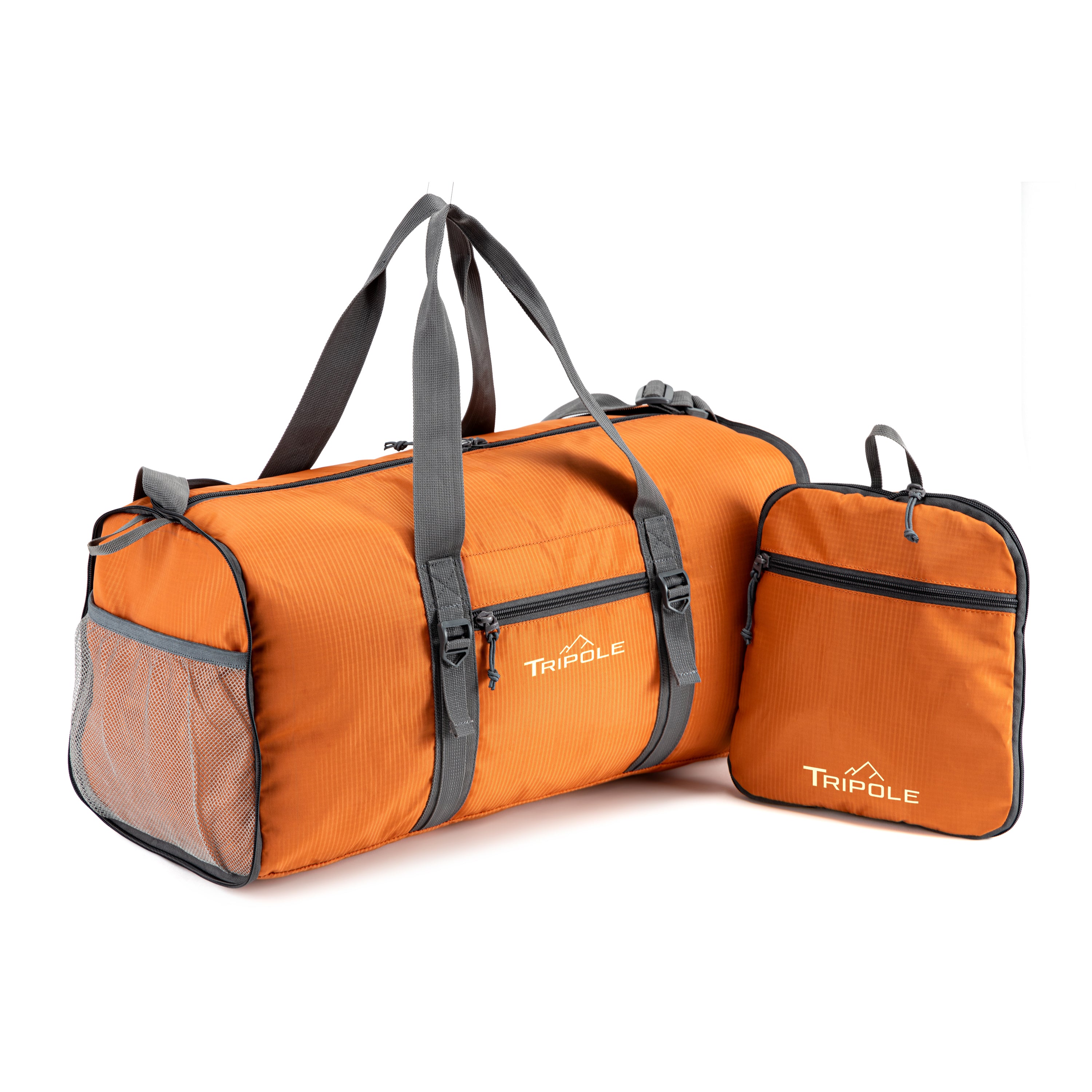 Tripole PAKEasy Duffel Orange Combo folded and when fully filled Foldable Portable Travelling Bag