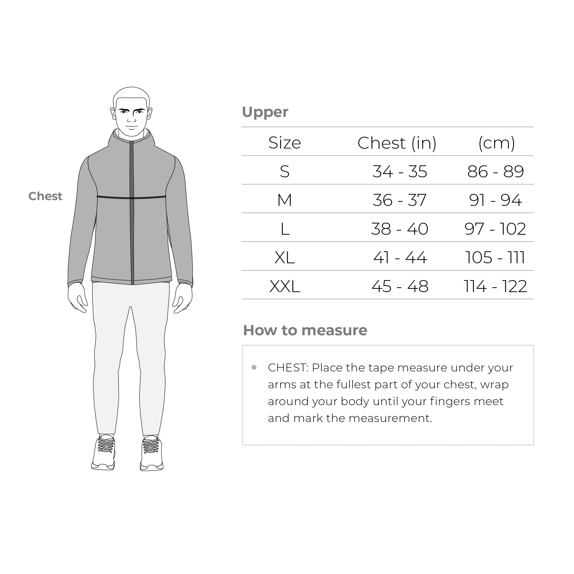 Tripole Quilted Jacket Size Chart for Winter Daily Use Hiking Travelling