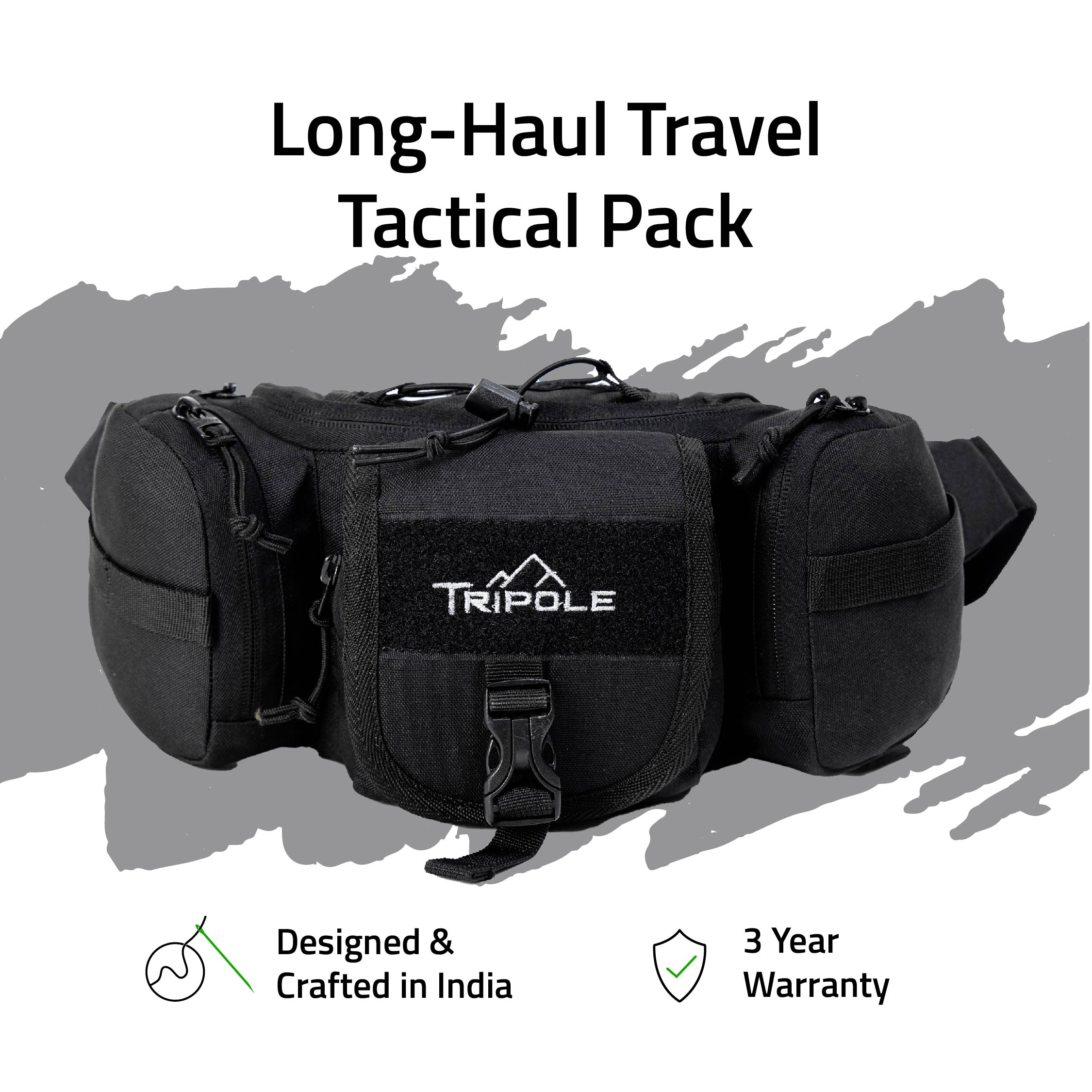 Tripole Tactical Waist Pack Black Trekking Hiking Backpacking Travelling