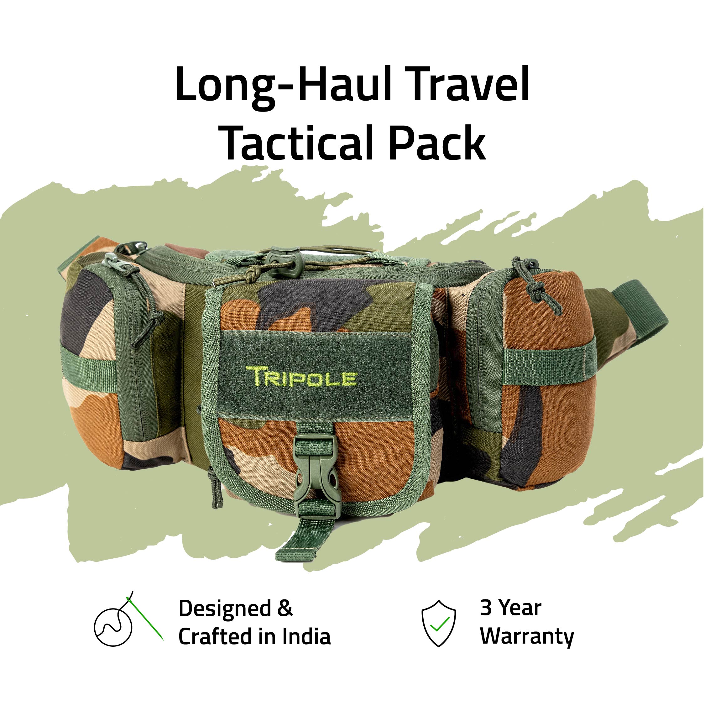 Tripole Tactical Waist Pack Indian Army Warranty Trekking Hiking Backpacking Travelling