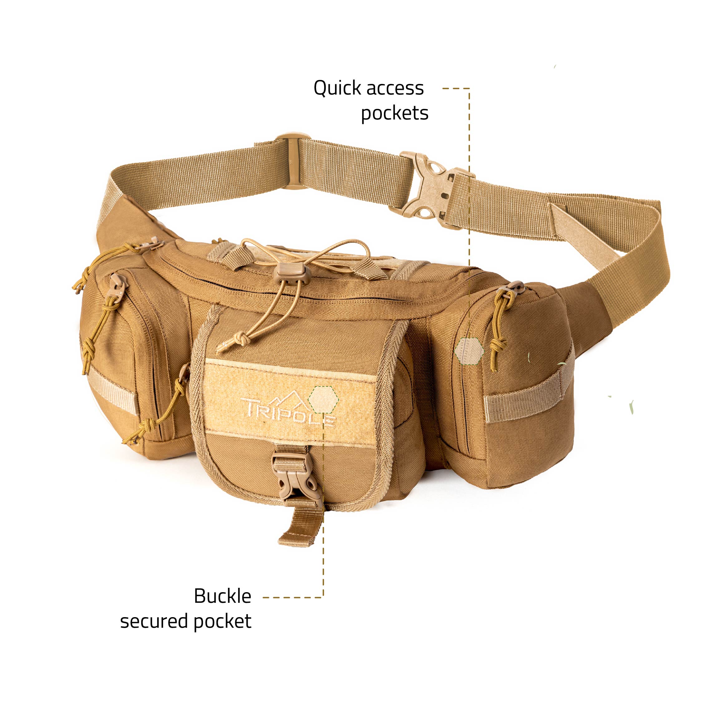 Tripole Tactical Waist Pack Khaki Trekking Hiking Backpacking Travelling