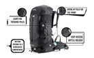 Tripole Terra 50L Black Front Infographics Rucksack Trekking Backpacking Hiking Travelling 