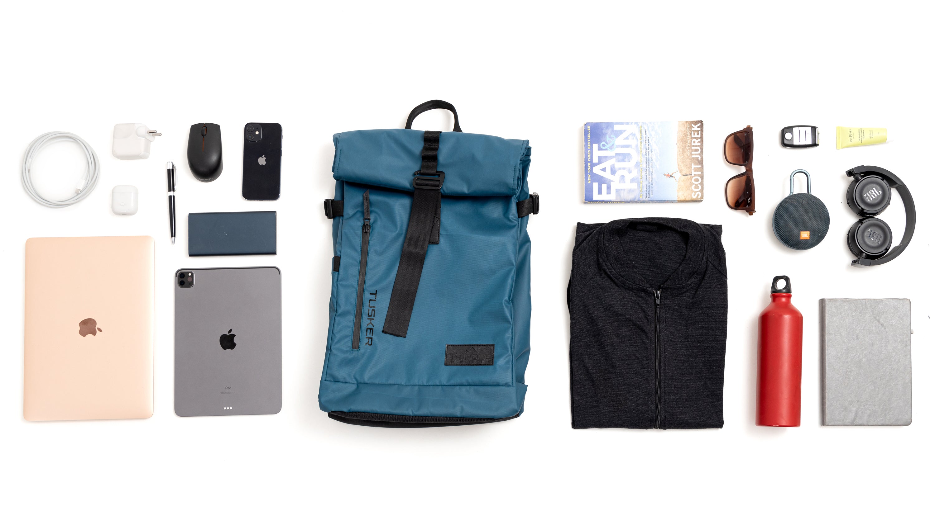 Tripole Tusker Roller Top Laptop Backpack Blue Styled Travelling Multi utility 
