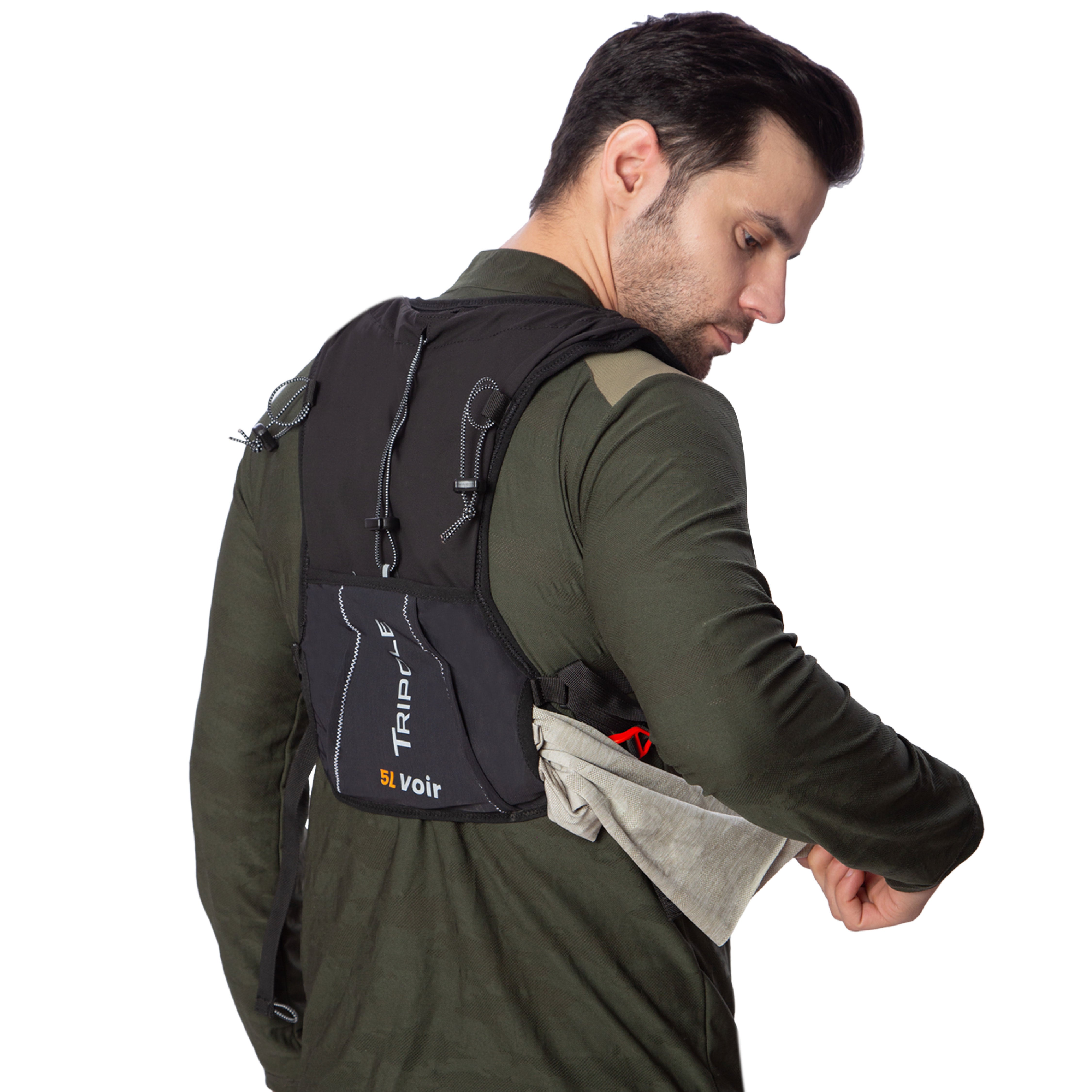 Tripole Voir Hydration Backpack Black Front Model 5 Litre Trail Running Cycling Trekking Hiking