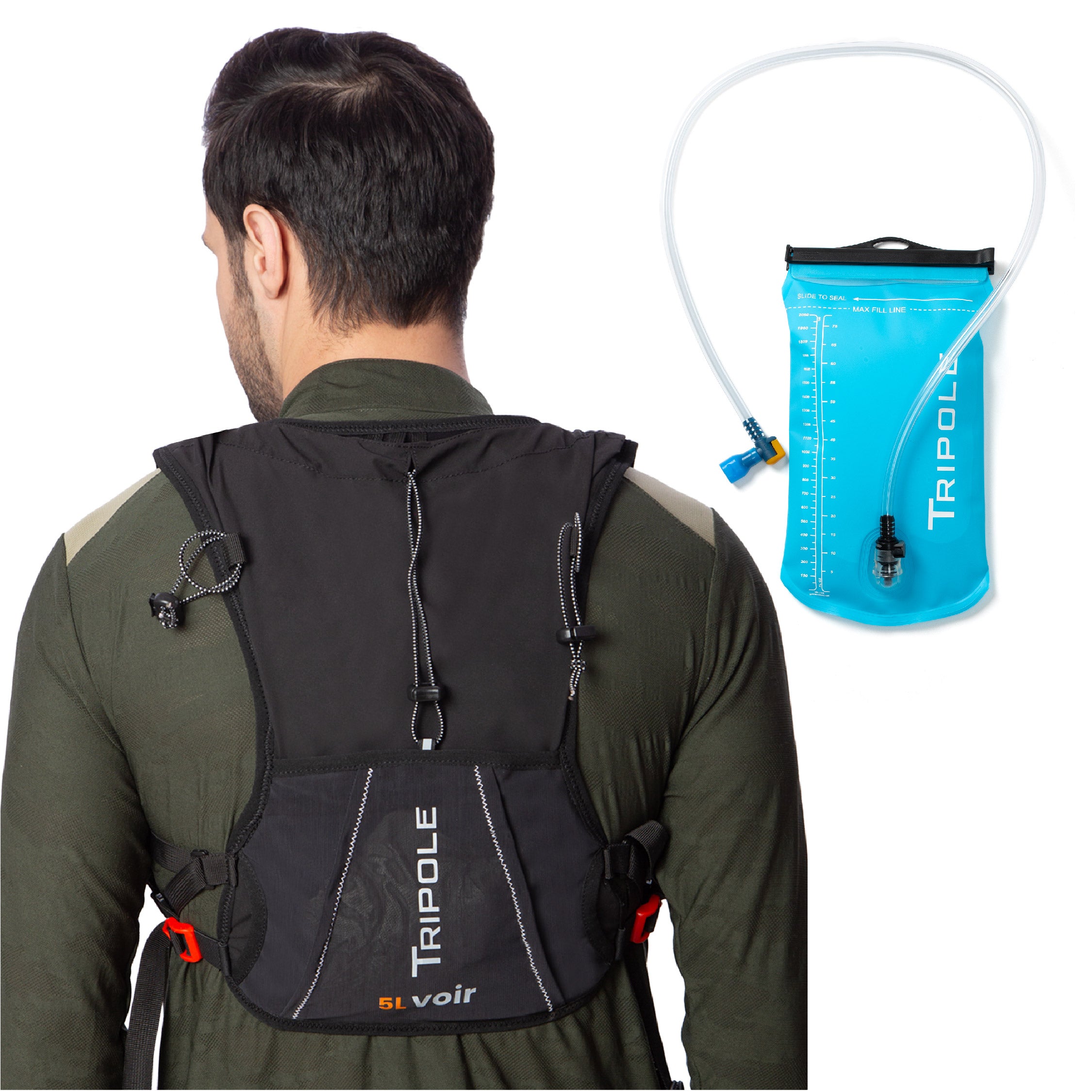 Tripole Voir Hydration Backpack Combo with 2 litre Hydration Bladder Black 5 Litre Trail Running Cycling Trekking Hiking