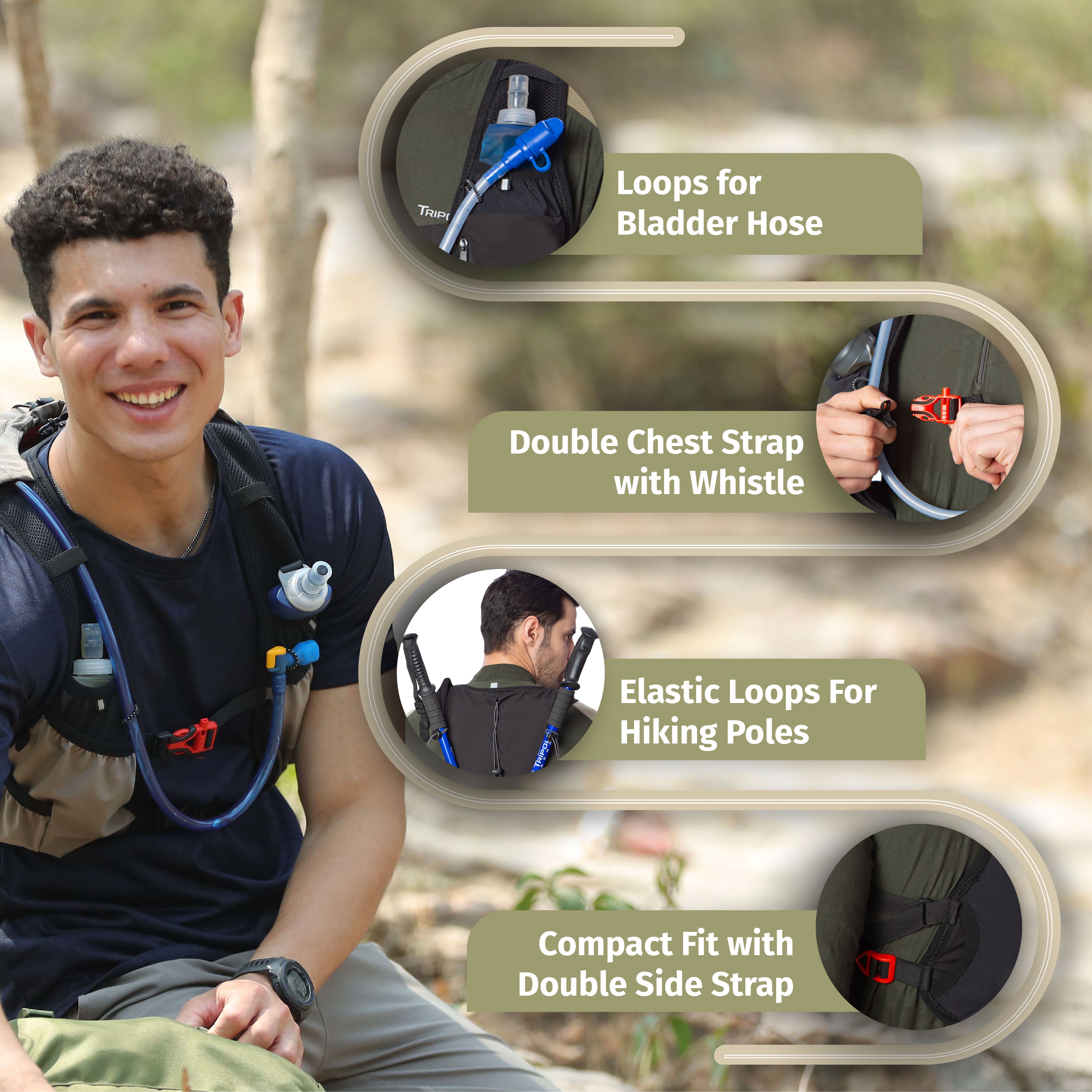 Tripole Voir Hydration Backpack Infographics 5 Litre Trail Running Cycling Trekking Hiking