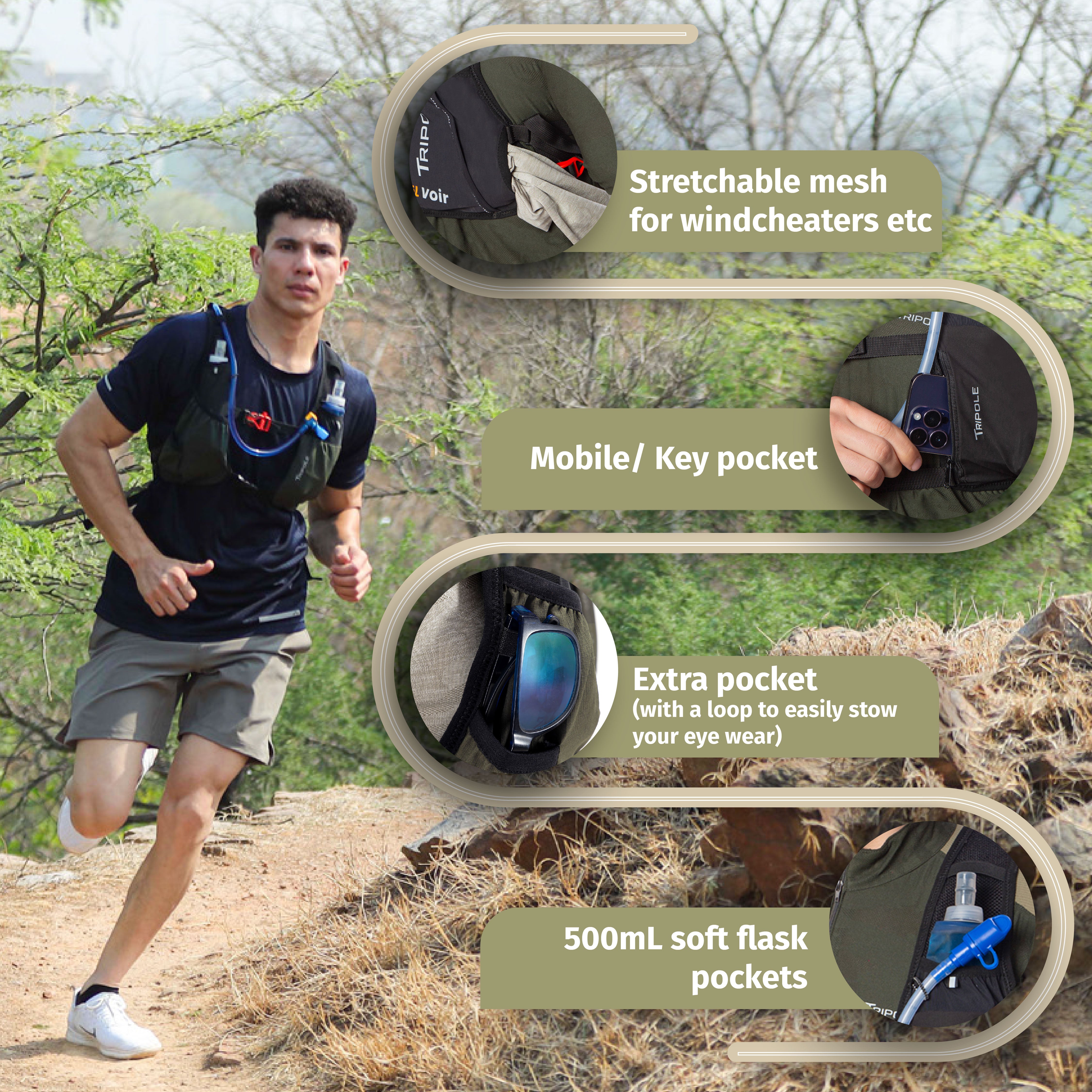 Tripole Voir Hydration Backpack Infographics 5 Litre Trail Running Cycling Trekking Hiking