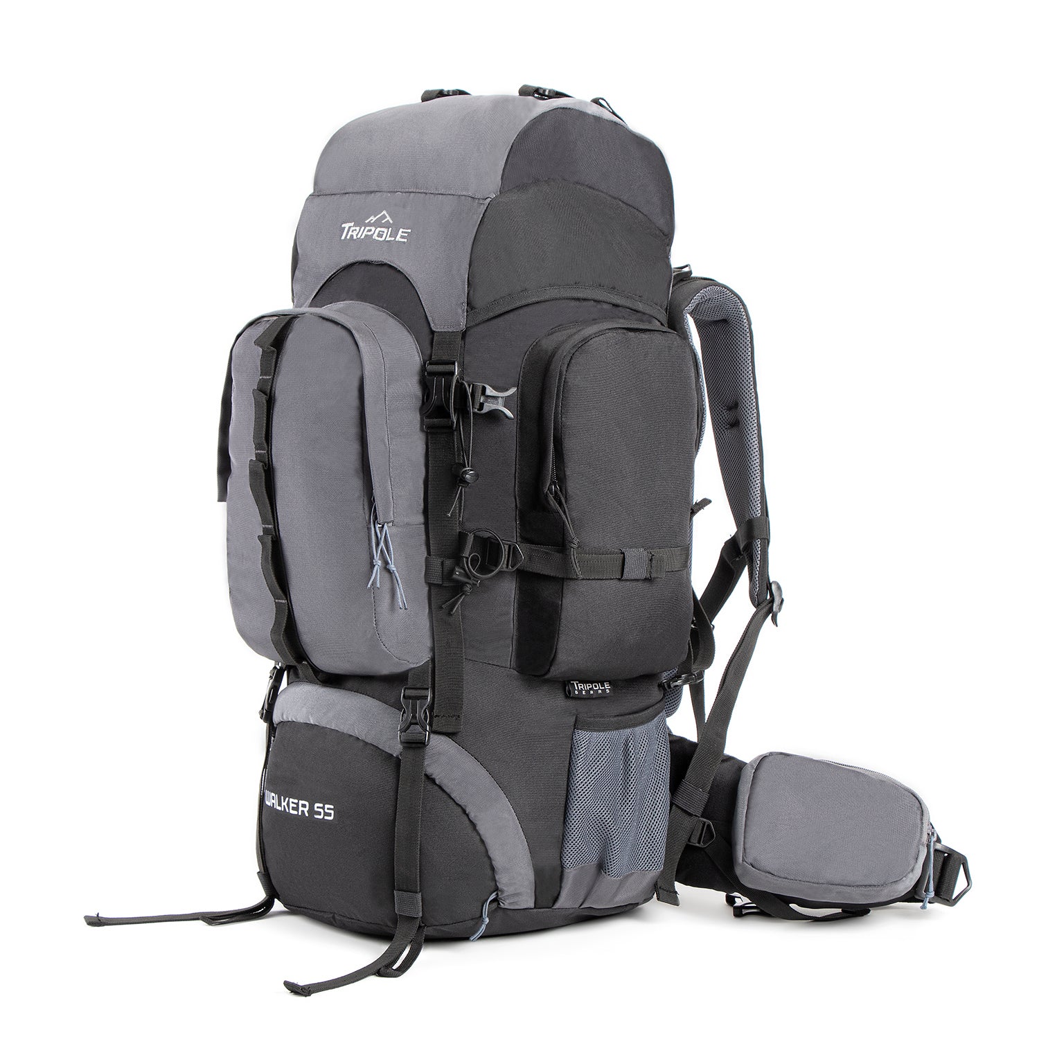 Tripole Walker 55L Grey Black Side - Internal Frame Rucksack for Hiking Trekking Backpacking Travelling