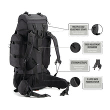 Colonel Series 80 Litre Rucksack + Detachable Day Pack & Rain Cover | Black