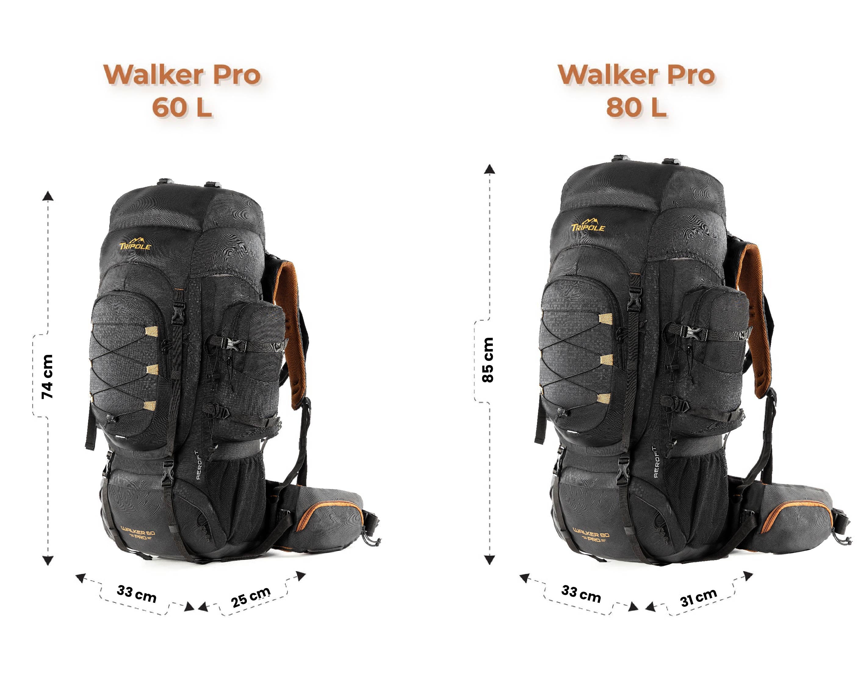 Tripole Walker Pro Metal Frame Rucksack with Rain Cover for Trekking Tripole Gears