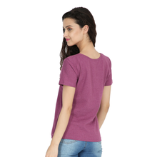 Cotton Stretchable Women T-Shirt Solid Color | Magenta