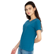 Cotton Stretchable Combo Women T-Shirt Solid Color | Blue | Navy Blue