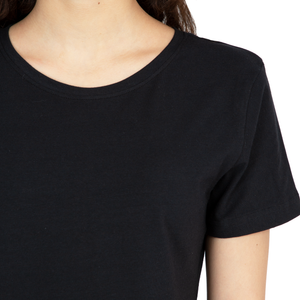 Cotton Stretchable Women T-Shirt Solid Color | Black
