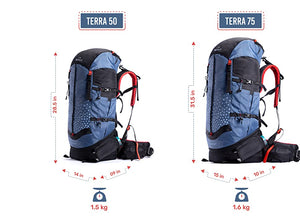 Tripole Terra Backpacking and Trekking Rucksack with Front Opening, Rain Cover and Metal Frame | Green | 75 Litres