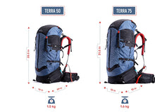 Tripole Terra Backpacking and Trekking Rucksack with Front Opening, Rain Cover and Metal Frame | Blue | 50 Litres