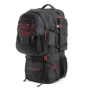 Tripole Voyager Rucksack and Backpack for Travelling with Detachable Bag | 70 Litres | Black
