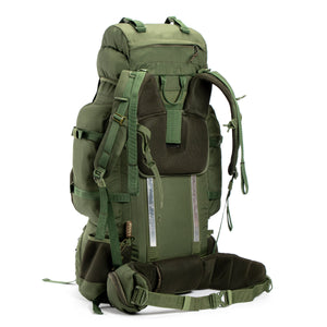 Colonel Pro Metal Frame Rucksack | Front Opening | Detachable Bag | Rain Cover | 90 Litres, Army Green