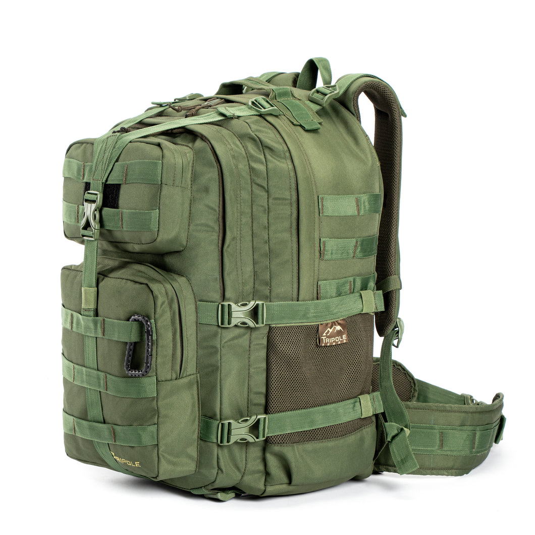 Tripole Alfa 45 litres Military Tactical Backpack with Sling Bag Attachment - Army Green