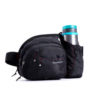Tripole Hydra Waist Pack with Bottle Holder for Running, Cycling and Daily Use | Black Jacquard