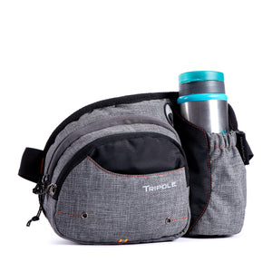 Tripole Hydra Waist Pack with Bottle Holder for Running, Cycling and Daily Use | Grey Melange