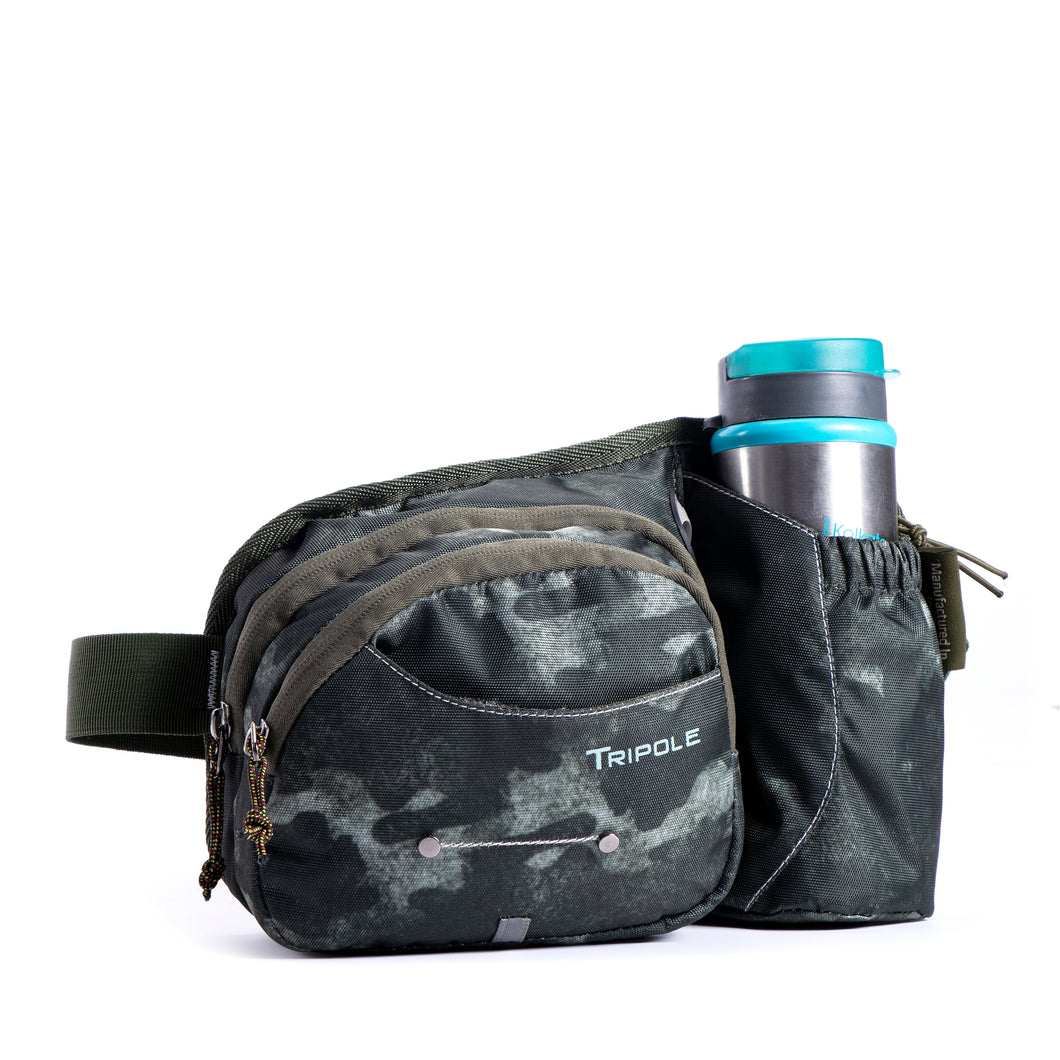 Tripole Hydra Waist Pack with Bottle Holder for Running, Cycling and Daily Use | Green