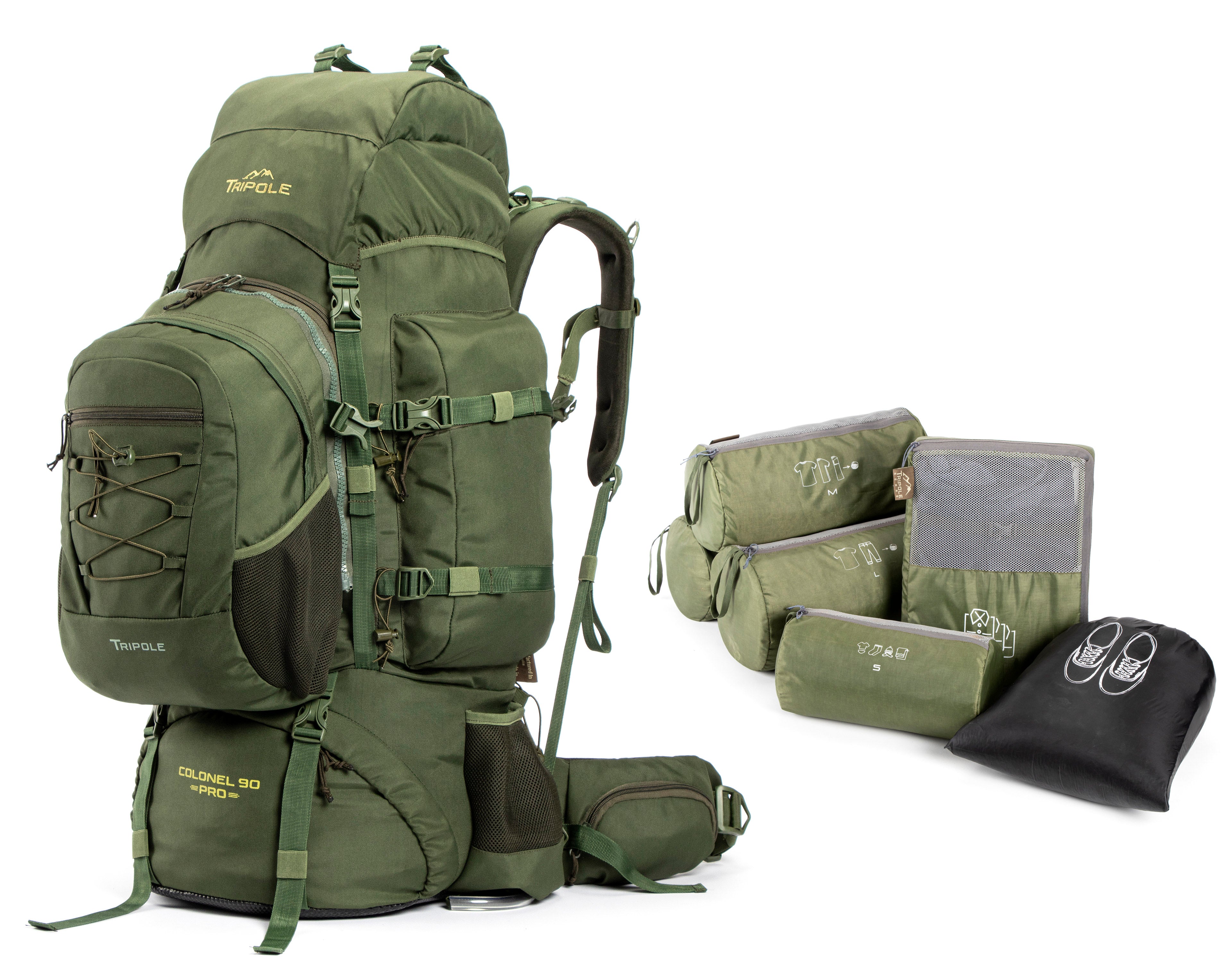 Colonel Pro 90 L Rucksack With Organizer Pack Army Green Tripole Gears