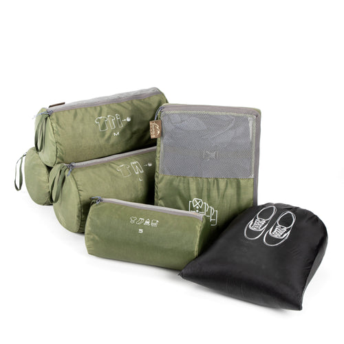Tripole Organizer Packs - Cylindrical Shaped & Shirt Organizer- Set of 6 | Army Green