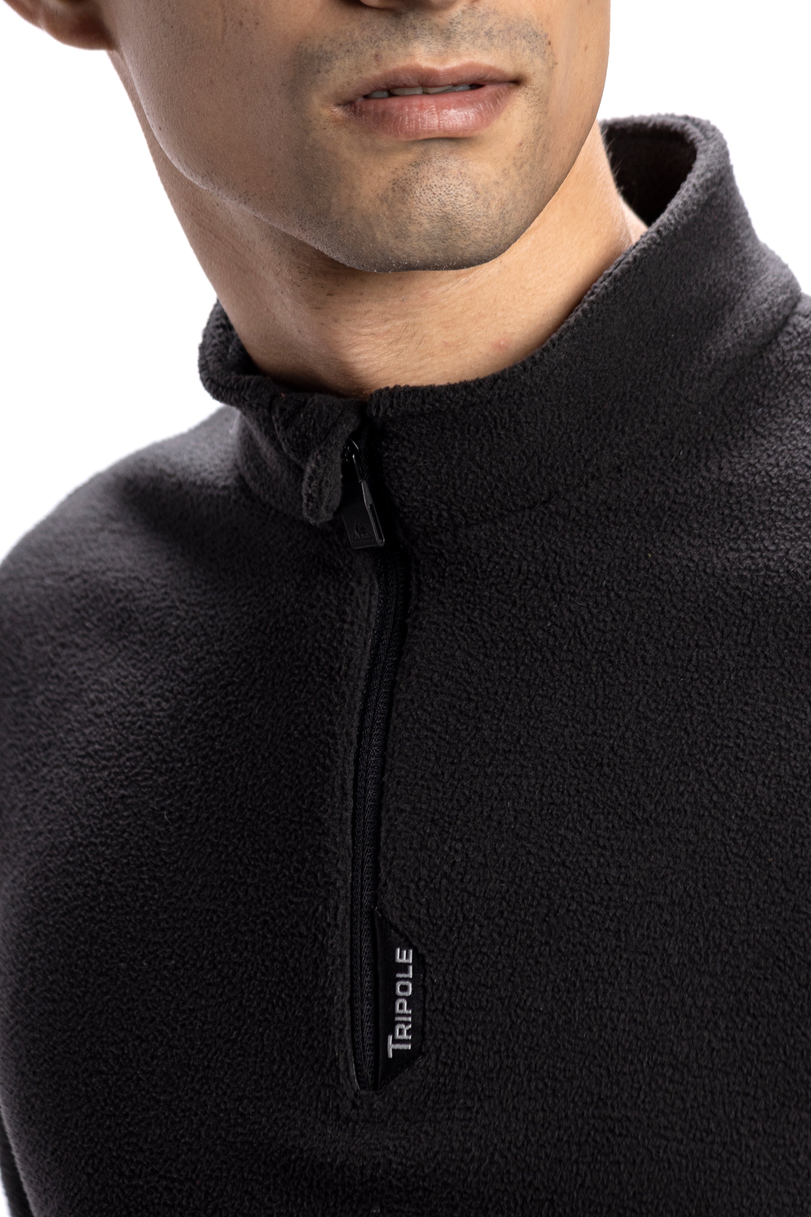 Tripole Anti-Pilling Fleece Jacket Black Close up Winter Windcheater