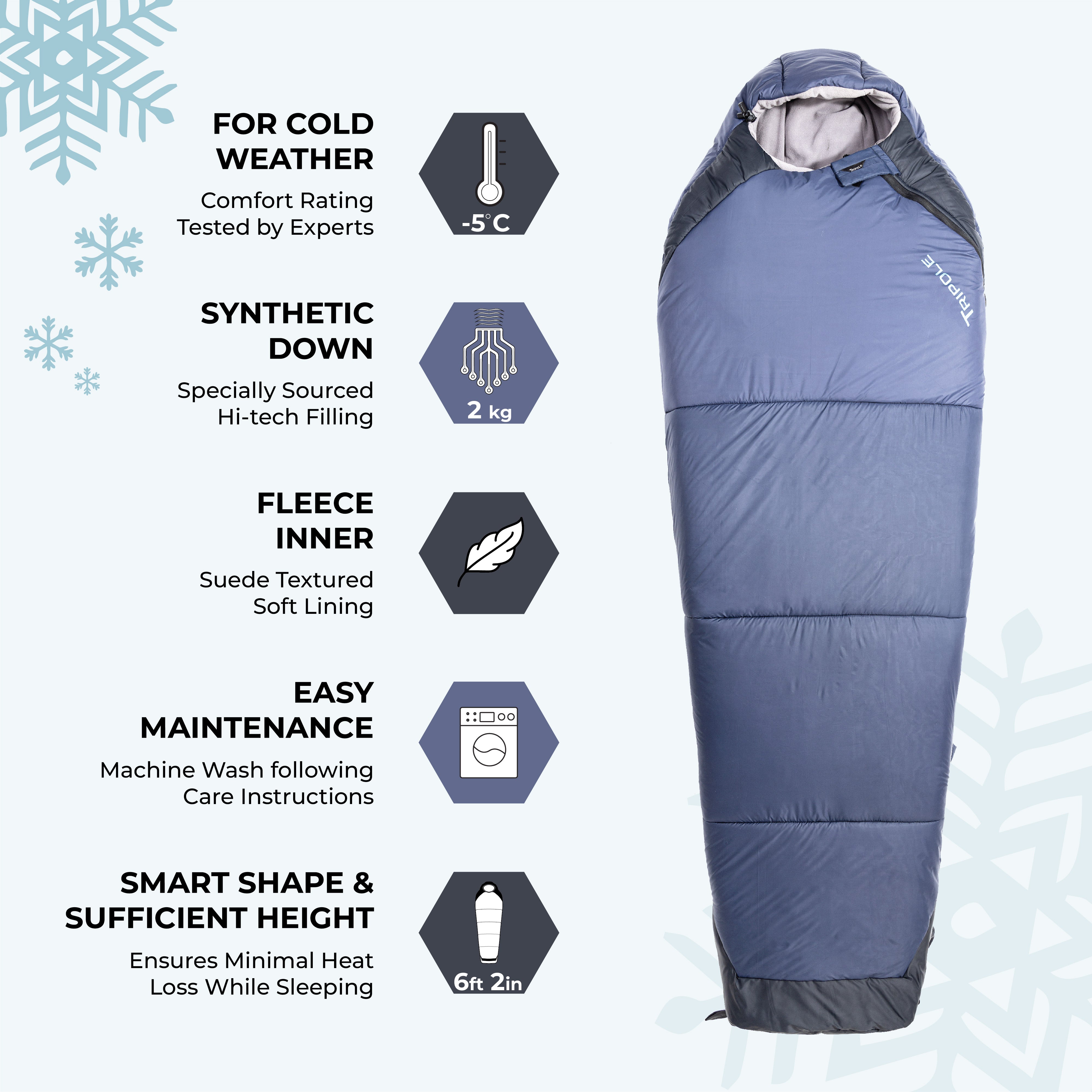 Tripole Zanskar Army Sleeping Bag with Fleece Lining for Cold