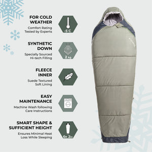 Tripole Zanskar Series - 5°C Army Sleeping Bag with Fleece Inner (Green)
