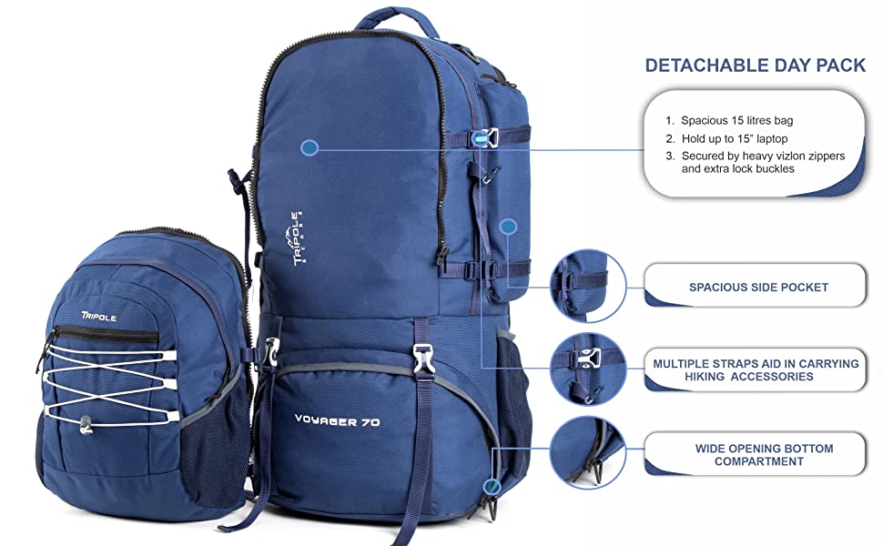 Tripole Voyager Rucksack and Backpack for Travelling with Detachable B Tripole Gears