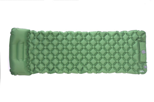 Inflatable Mat and Air Bed for Camping and Hiking with Built-in Inflator Pump (Green)
