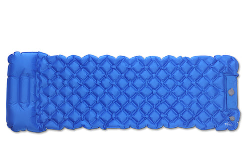 Inflatable Mat and Air Bed for Camping and Hiking with Built-in Inflator Pump (Blue)